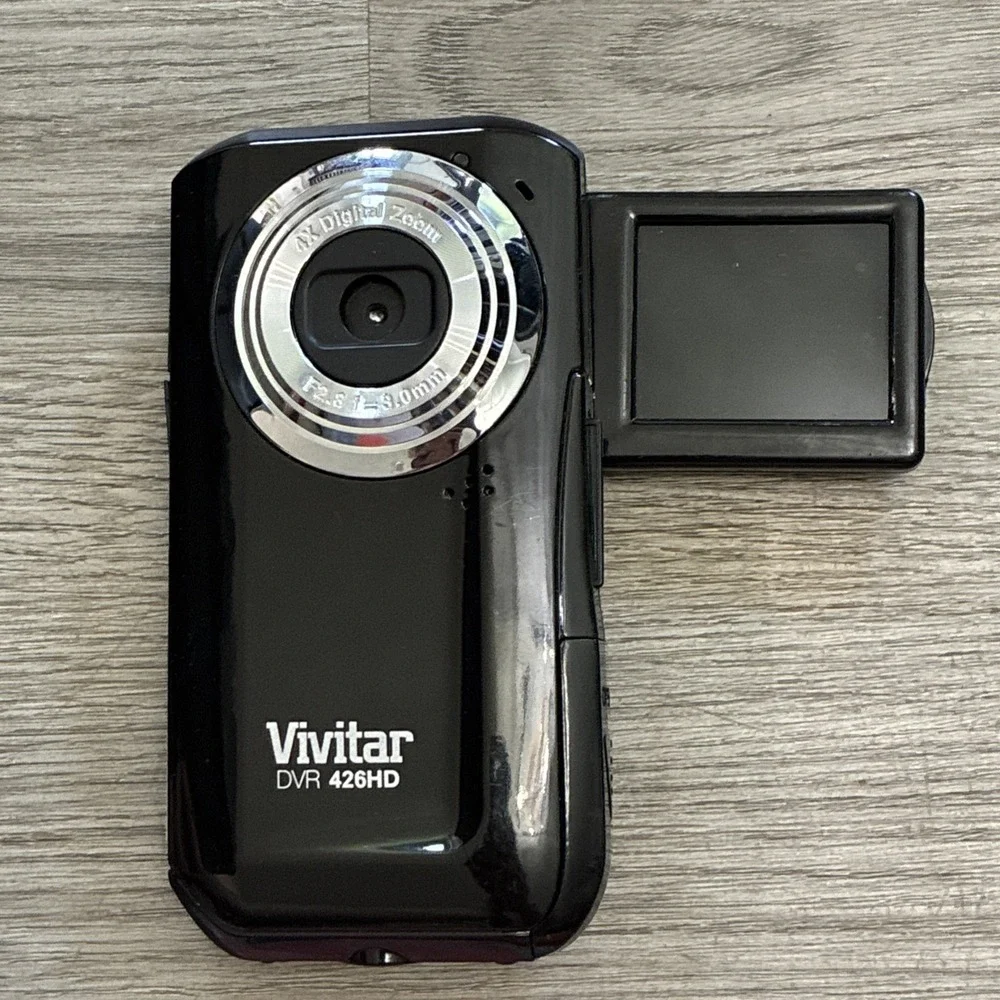 Vivitar DVR 426HD Digital Camcorder Black – 4X Zoom – Tested - Batteries Not Inc